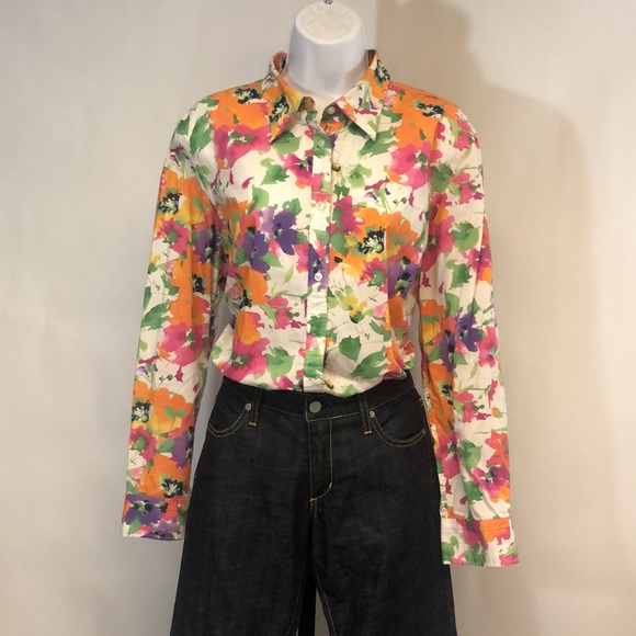 Chaps Floral Button Down Shirt - Picture 4 of 6